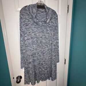 LOFT Outlet Marled Space Dye Blue Lightweight Cowl Neck Sweater Dress XL